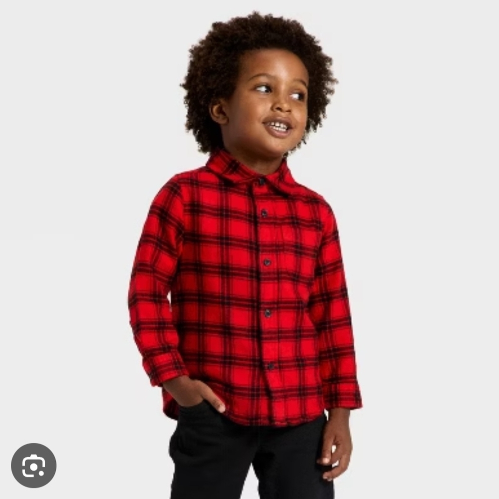 Boys' Plaid Flannel Shirt - Cat & Jack Red, Size: Small 6/7